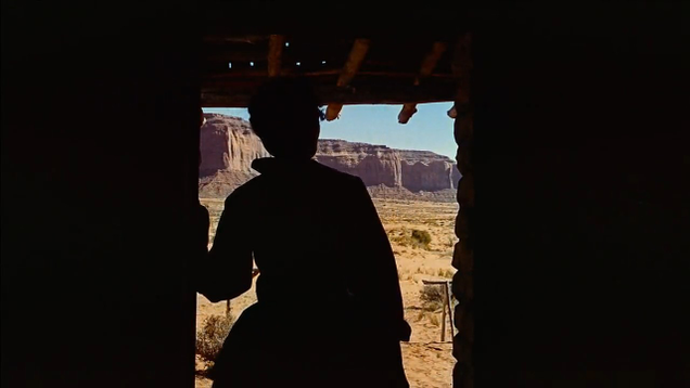 Martha Edwards inside the symbol of civilization, staring out at the wild wastes.